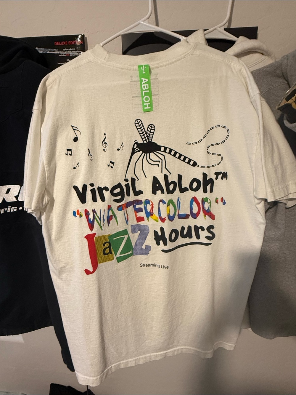 Virgil Abloh Canary Yellow Watercolor Jazz Hours T-Shirt White
